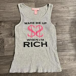 y2k grunge trashy emo goth Grey and pink graphic tank top